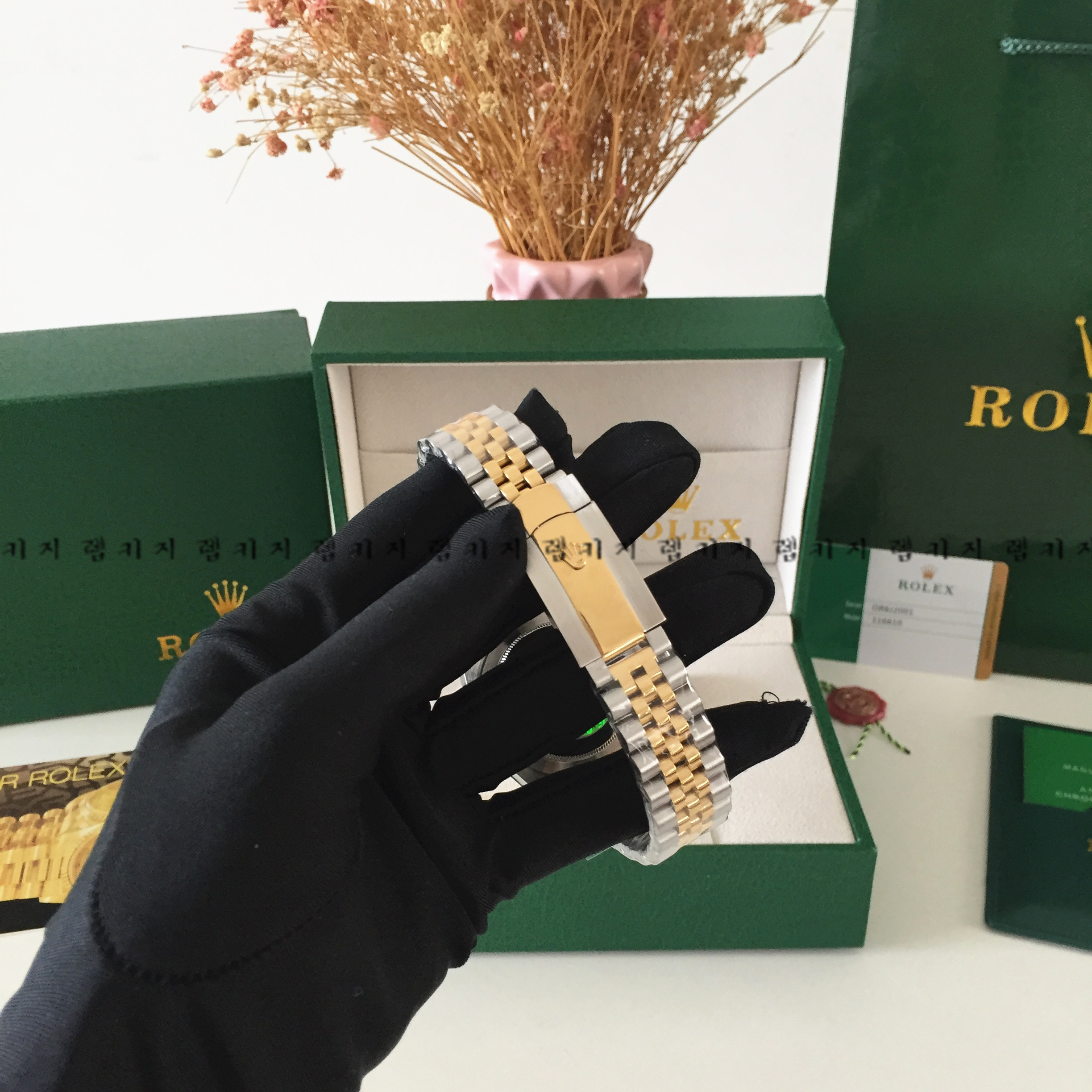 로렉스 텐포인트 금장 콤비 메탈시계 2중버클